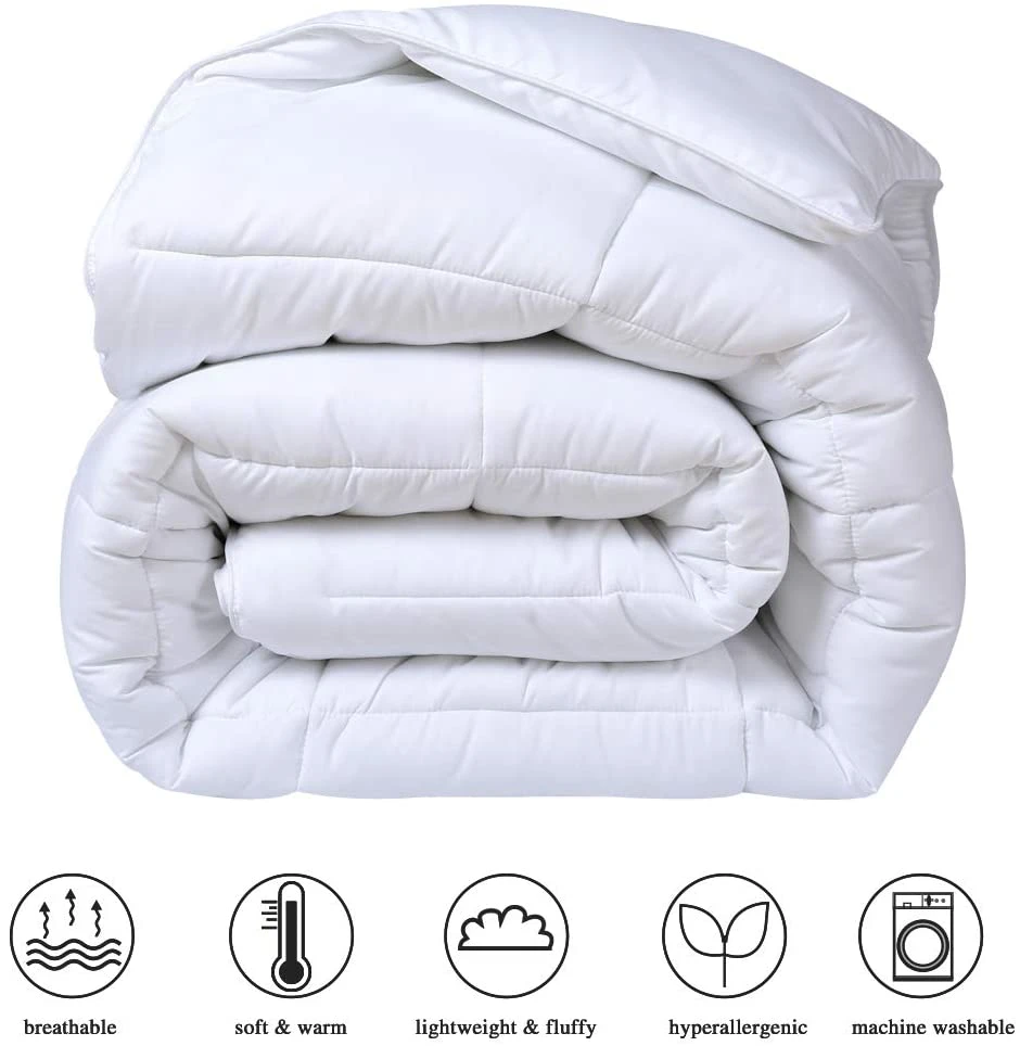 Shenone White Duck Feather Quilt Blanket Feather Down Alternative Comforter Hotel Quilt