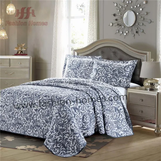 Couette Jacquard Feuilles et Plumes Blanches